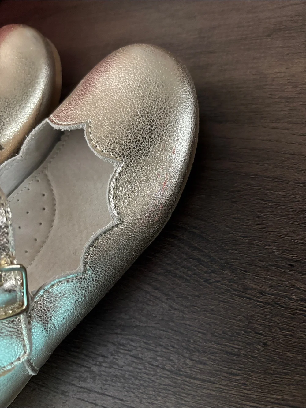 Girls' Gold Mary Jane Dress Shoes with Buckle Strap